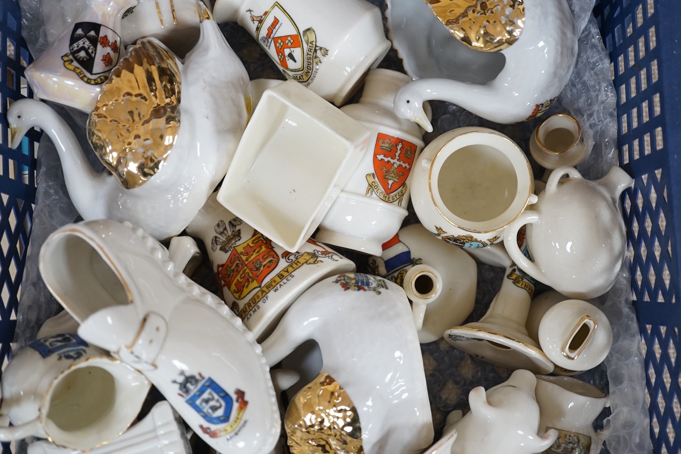A collection of Goss and other crested china including several Brighton